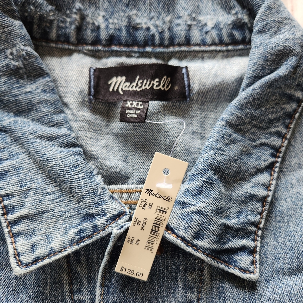 NWT Madewell "Classic Jean Jacket" in Rivoli Wash Blue Denim, Men's Size 2XL XXL - Picture 8 of 11